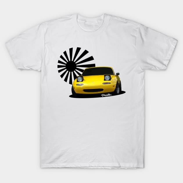 Miata MX-5 NA Yellow T-Shirt by Woreth